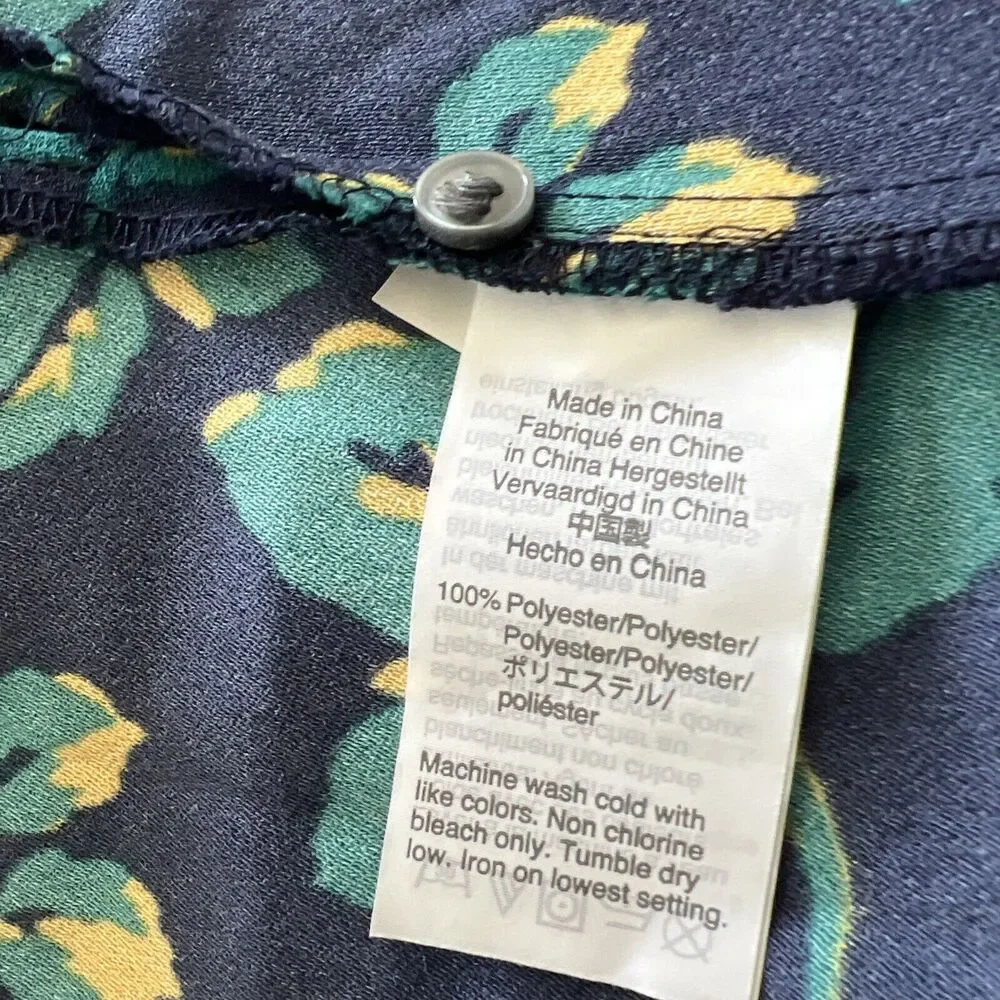J Crew‎ Womens Floral Wrap Top Size XSmall Blue Long Sleeve Tie Waist